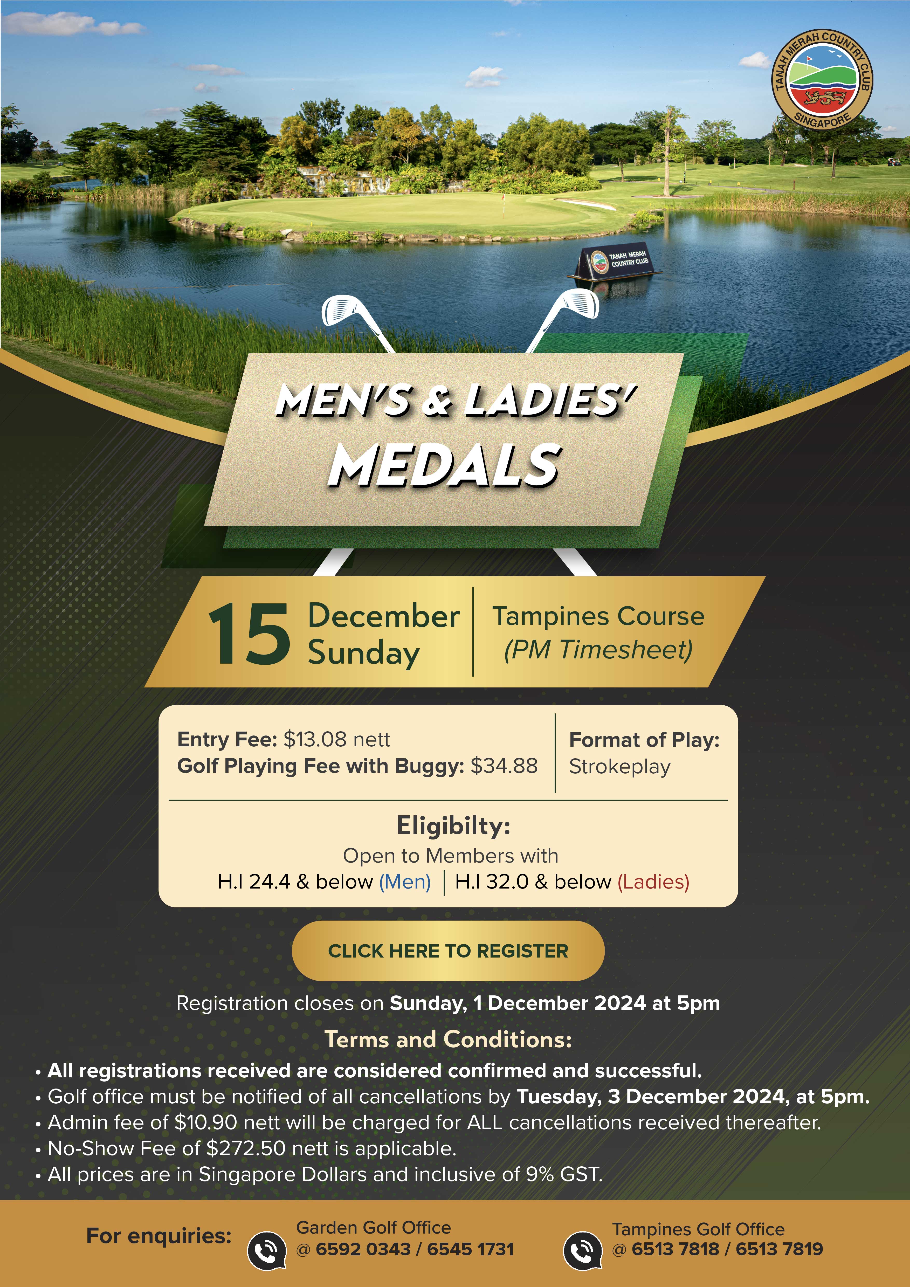 Men's & Ladies' Medals (Strokeplay) Sunday, 15 December 2024 TMCC